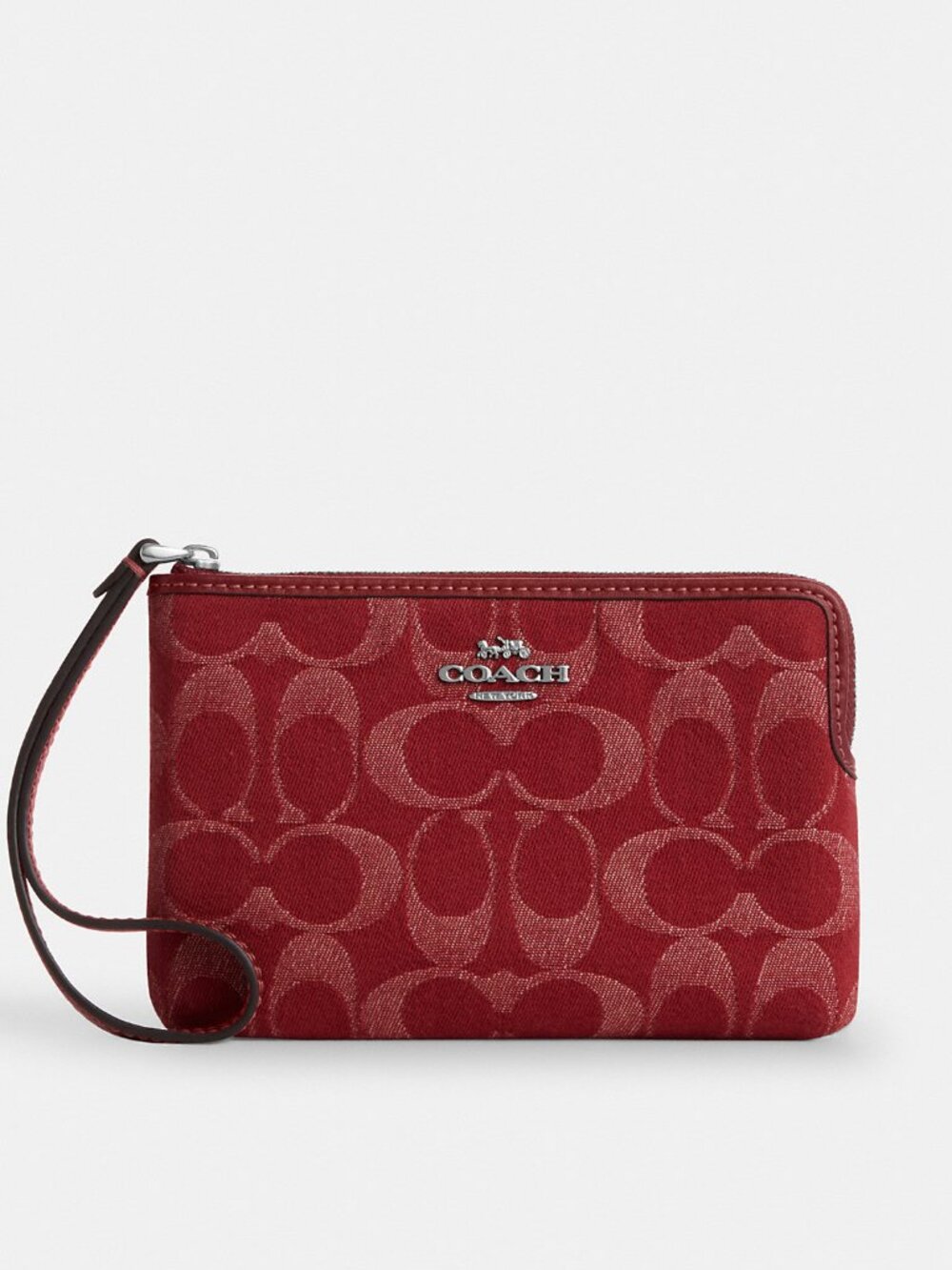 Coach Corner Zip Wristlet In Signature Denim - Picture 1 of 3